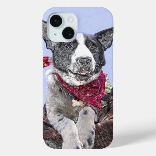 Schattige rand Collie Heeler Mix Dog Schetskunst Case-Mate iPhone Case (Achterkant)