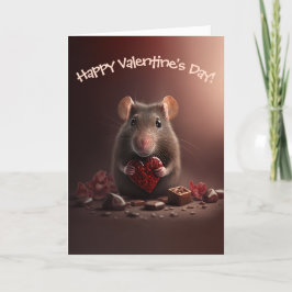 Schattige Rat met Red Heart Funny Valentijnsdag Feestdagen Kaart