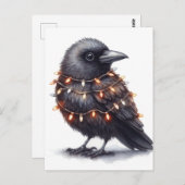 Schattige Raven Christmas Briefkaart (Voorkant / Achterkant)