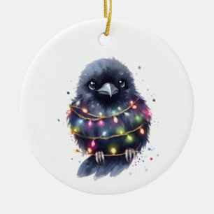 Schattige Raven Christmas Keramisch Ornament