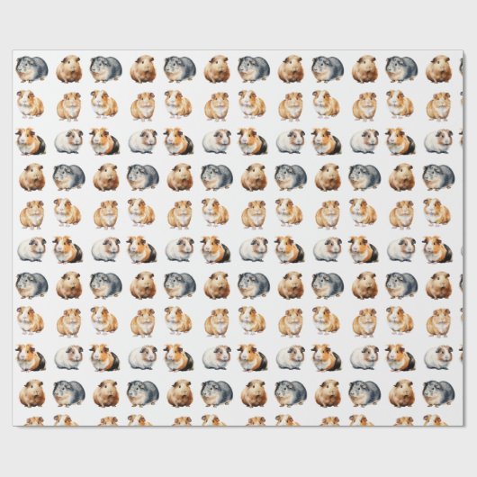 Schattige realistisch Waterverf cavia Cadeaupapier (Vlak)