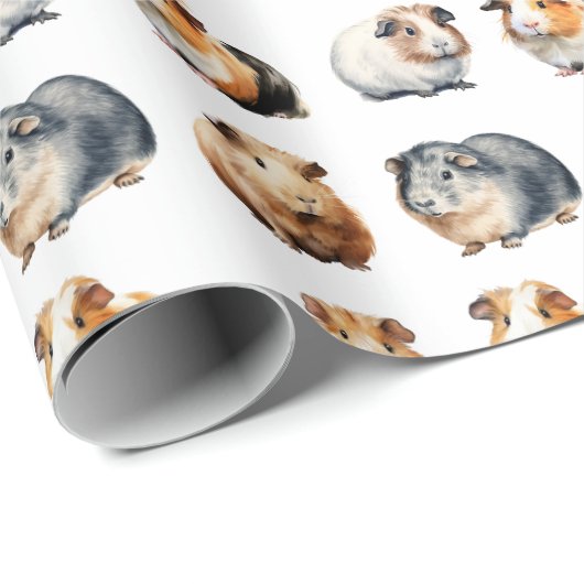 Schattige realistisch Waterverf cavia Cadeaupapier (Rol Hoek)