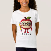 Schattige Red Apple-personage met Wiskunde Equatio T-shirt (Voorkant)