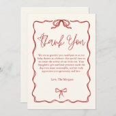 Schattige  Red Bow Baby shower Bedankkaart (Voorkant / Achterkant)