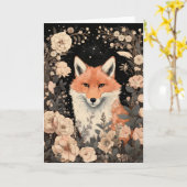 Schattige Red Fox in  Flowers Kaart (Gele Bloem)