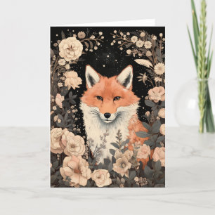 Schattige Red Fox in Flowers Kaart