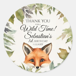 Schattige Red Fox Woodland Bedankt Verjaardag Ronde Sticker