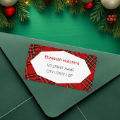 Schattige Red Plaid Vrolijk Kerstfeest Etiket