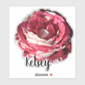 Schattige Red Rose Monogram Naam Bloem Natuur Plan Sticker (Vel)