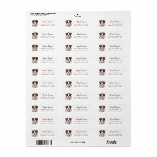Schattige Red Tri Aussie met bloemen Etiket (Full Sheet)
