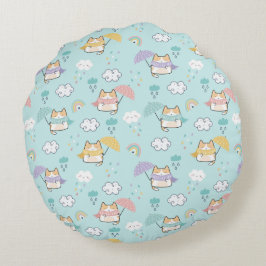 Schattige regenachtig dagpatroon rond kussen