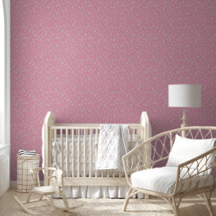 Schattige regenachtige roze dag (schuin) behang