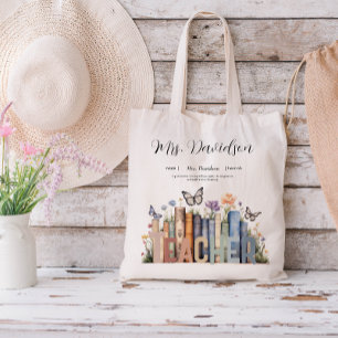 Schattige Regenboog Boekenplank & Boeken Onderwijz Tote Bag