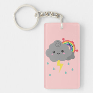 Schattige Regenboog Die Zich Verschuilt Achter Elk Sleutelhanger