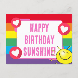 Schattige Regenboog Hartjes Zonneschijn Gelukkige Briefkaart