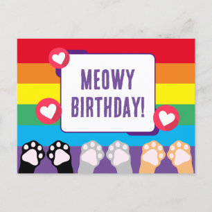 Schattige Regenboog Kat Pootjes Omhoog Gefelicitee Briefkaart