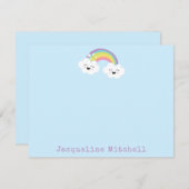 Schattige Regenboog Kawaii Wolk Gezichten Pastel B Bedankkaart (Voorkant / Achterkant)