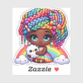 schattige regenboog meisje sticker (Vel)