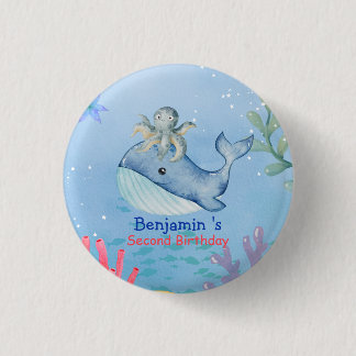 Schattige regenboog octopus Walvis vis Verjaardags Ronde Button 3,2 Cm