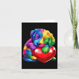 Schattige Regenboog Puppies Knuffelen Valentijnsha Kaart