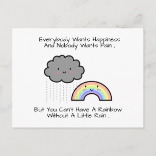 Schattige Regenboog Regenwolk Geluksquote Briefkaart