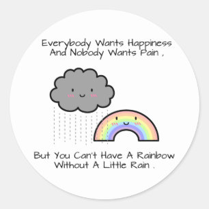 Schattige Regenboog Regenwolk Geluksquote Ronde Sticker