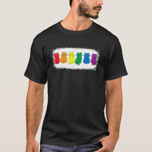 Schattige Regenboog Vlag Katten Eigenaar Gay Prid T-shirt