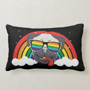 Schattige Regenboogpug Kussen