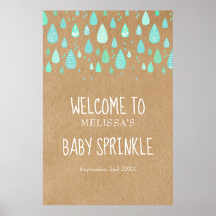 Schattige regendruppels Baby Sprinkle / Shower Boh Poster