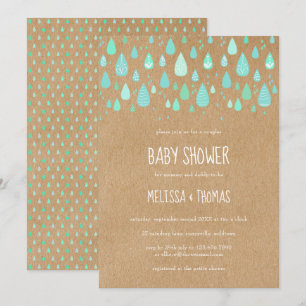 Schattige Regendruppels Couples Baby Shower / Spri Kaart