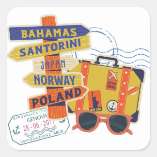 SCHATTIGE REIS BAHAMAS HUWELIJKSREIS VIERKANTE STICKER