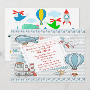 Schattige Reizen Thema Baby Boy Shower Kaart