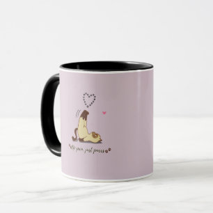Schattige rekkende kat sticker voor kattenliefhebb mok