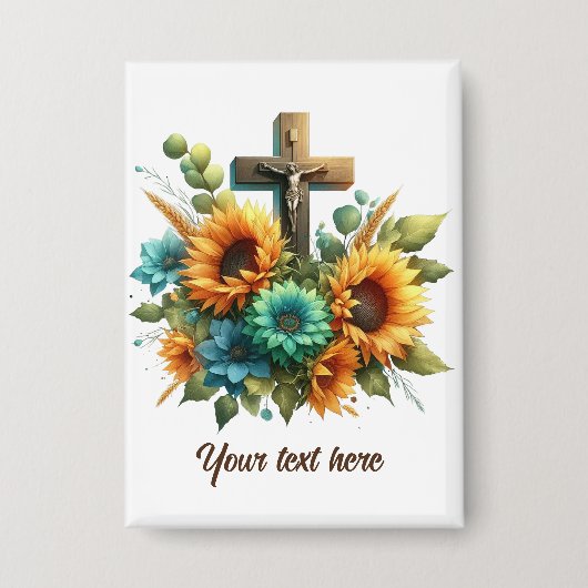 Schattige Religieus Kruis tekst toevoegen Button (Voorkant)