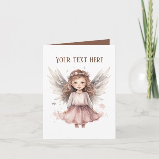 Schattige Religious Angel voeg bericht toe Kaart (Voorkant)