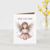 Schattige Religious Angel voeg bericht toe Kaart (Gele Bloem)