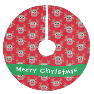 Schattige rendier Cartoon Pattern Red Kerstboom Rok