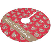 Schattige rendier Cartoon Pattern Rood Naam Kerstboom Rok (Gekanteld)