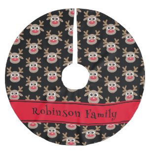 Schattige rendier Cartoon Pattern Rood Zwart Kerstboom Rok