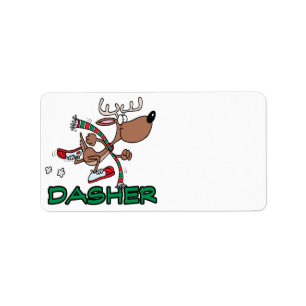 schattige rendier DASHER-cartoon Etiket