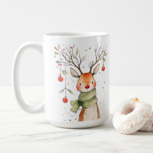Schattige rendier gepersonaliseerde Kerstmis Koffiemok