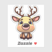 Schattige rendier, Herten met gewei, Cartoon Graph Sticker (Vel)
