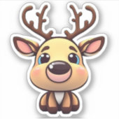 Schattige rendier, Herten met gewei, Cartoon Graph Sticker (Voorkant)