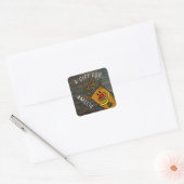 Schattige rendier hout Kind naam kerstcadeau Vierkante Sticker (Envelop)