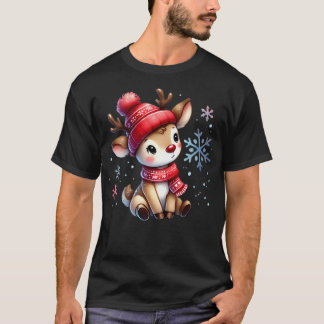 Schattige rendier in de winter Pet illustratie T-shirt