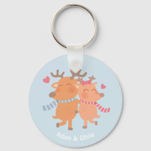 Schattige rendier in liefde winter Romance Sleutel Sleutelhanger