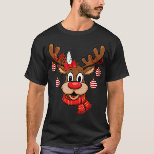 Schattige rendier kerst rode neus Rudolph Kerstmis T-shirt