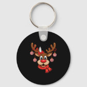 Schattige Rendier Kerst Rood Neus Rudolph Xmas Kin Sleutelhanger (Voorkant)