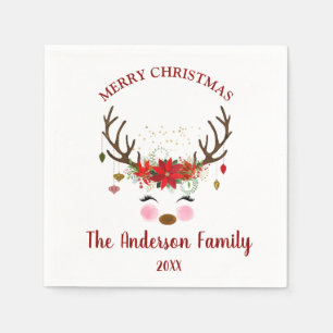Schattige rendier kerstfeest servetten
