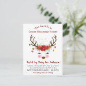 Schattige rendier Kerstmis Cookie Exchange Party Briefkaart (Staand voorkant)